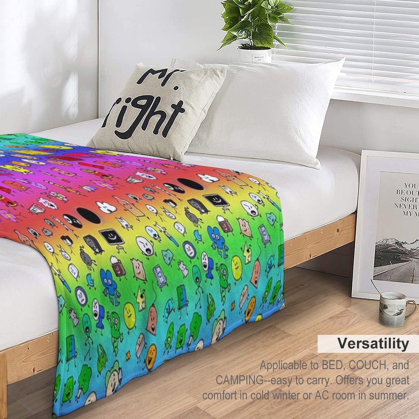 BFDI All Characters (Rainbow) Throw Blanket