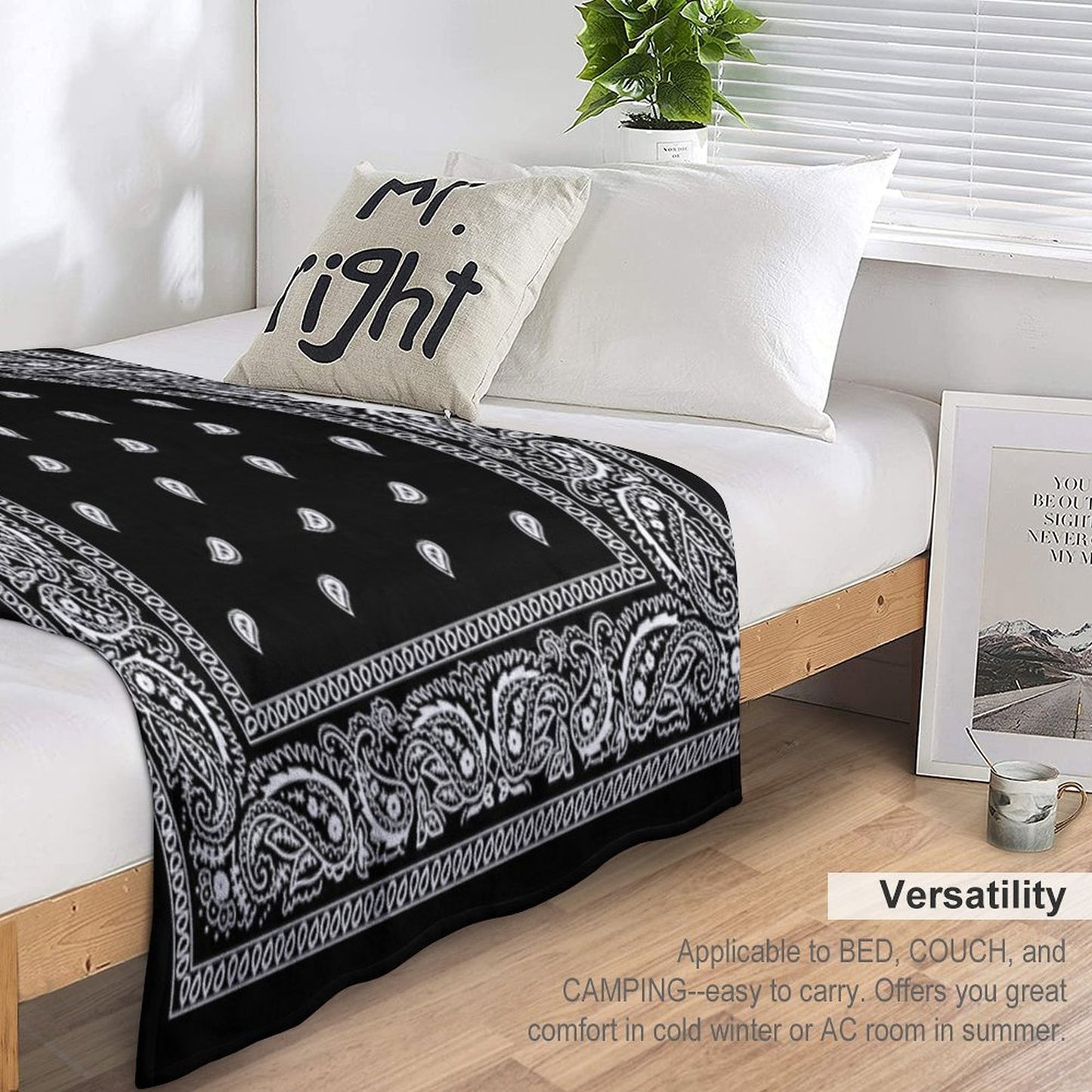 Bandana Black Throw Blanket