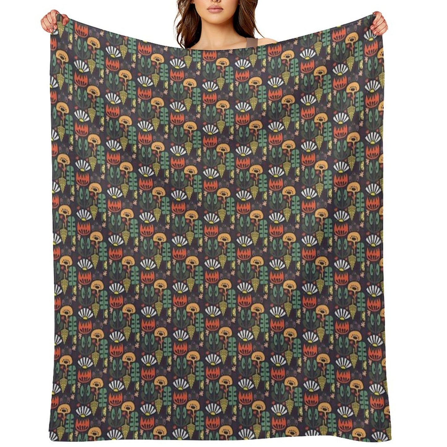 Scandinavian Wildflowers Throw Blanket