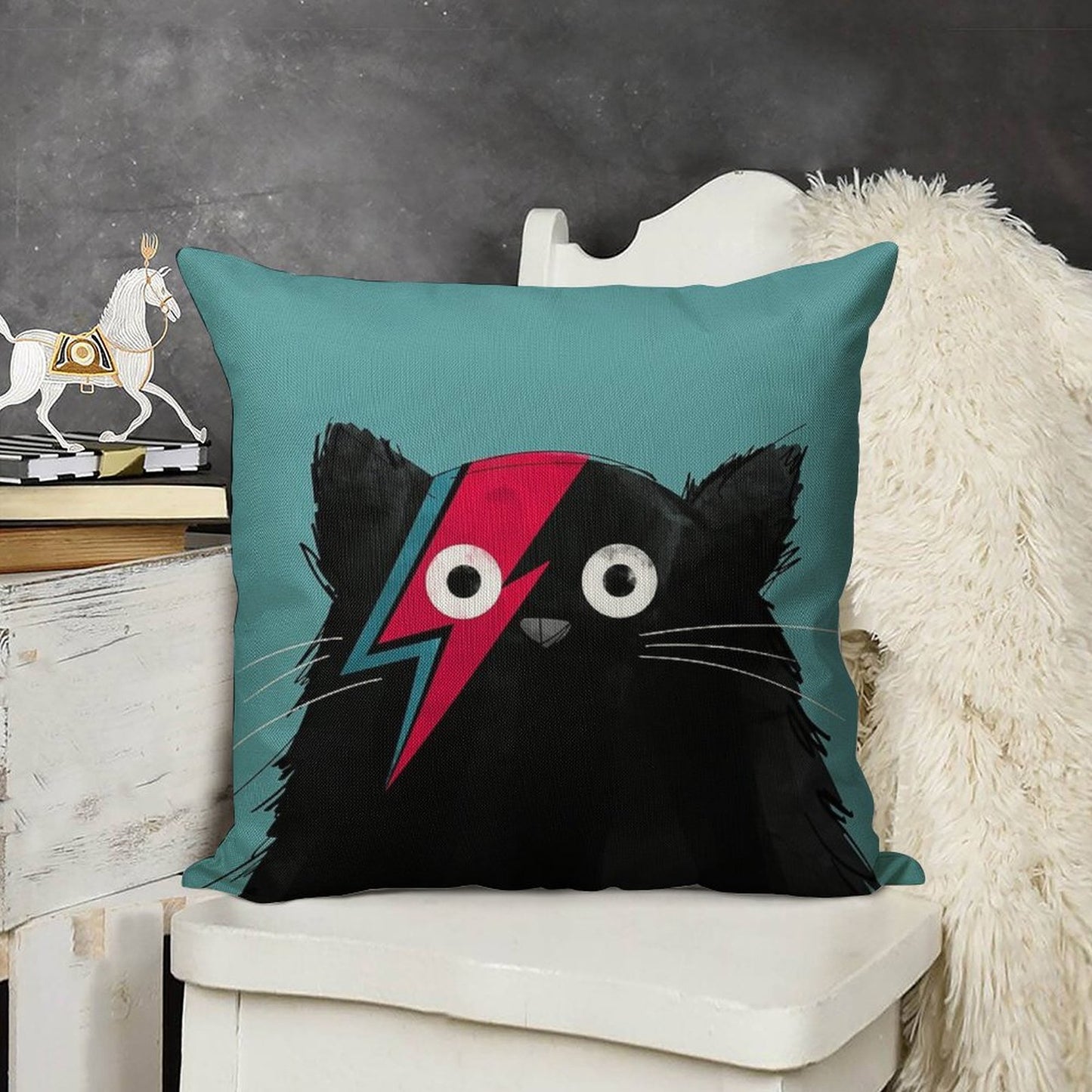 Cat Bowie Linen Throw Pillow Cover