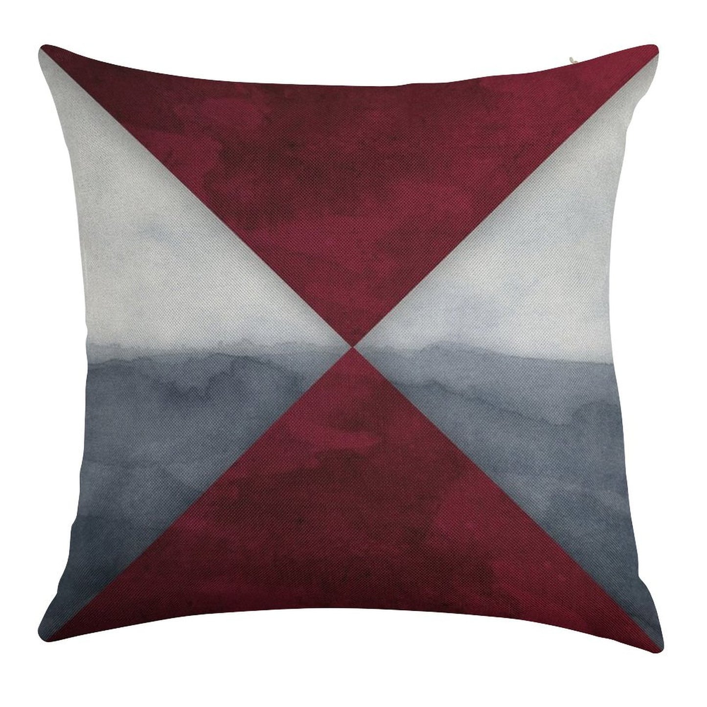 Maroon And Grey Linen Throw Pillow Cover
