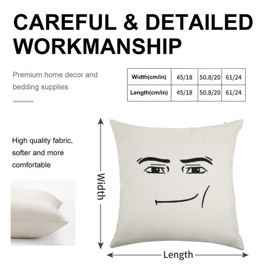 Man Face Linen Throw Pillow Cover