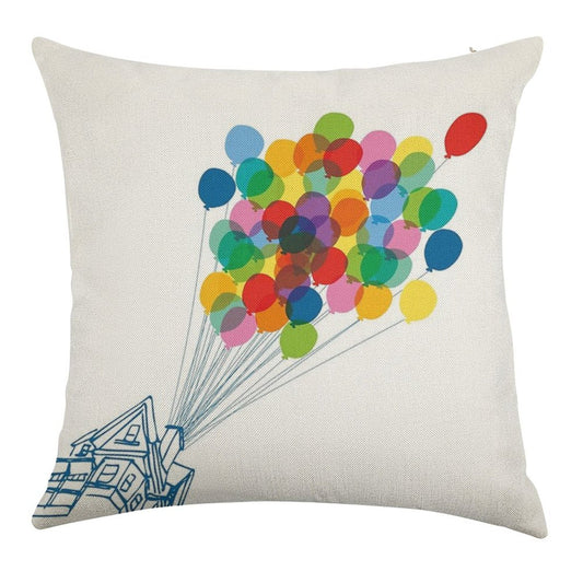 Up There - Up Linen Throw Pillow Cover