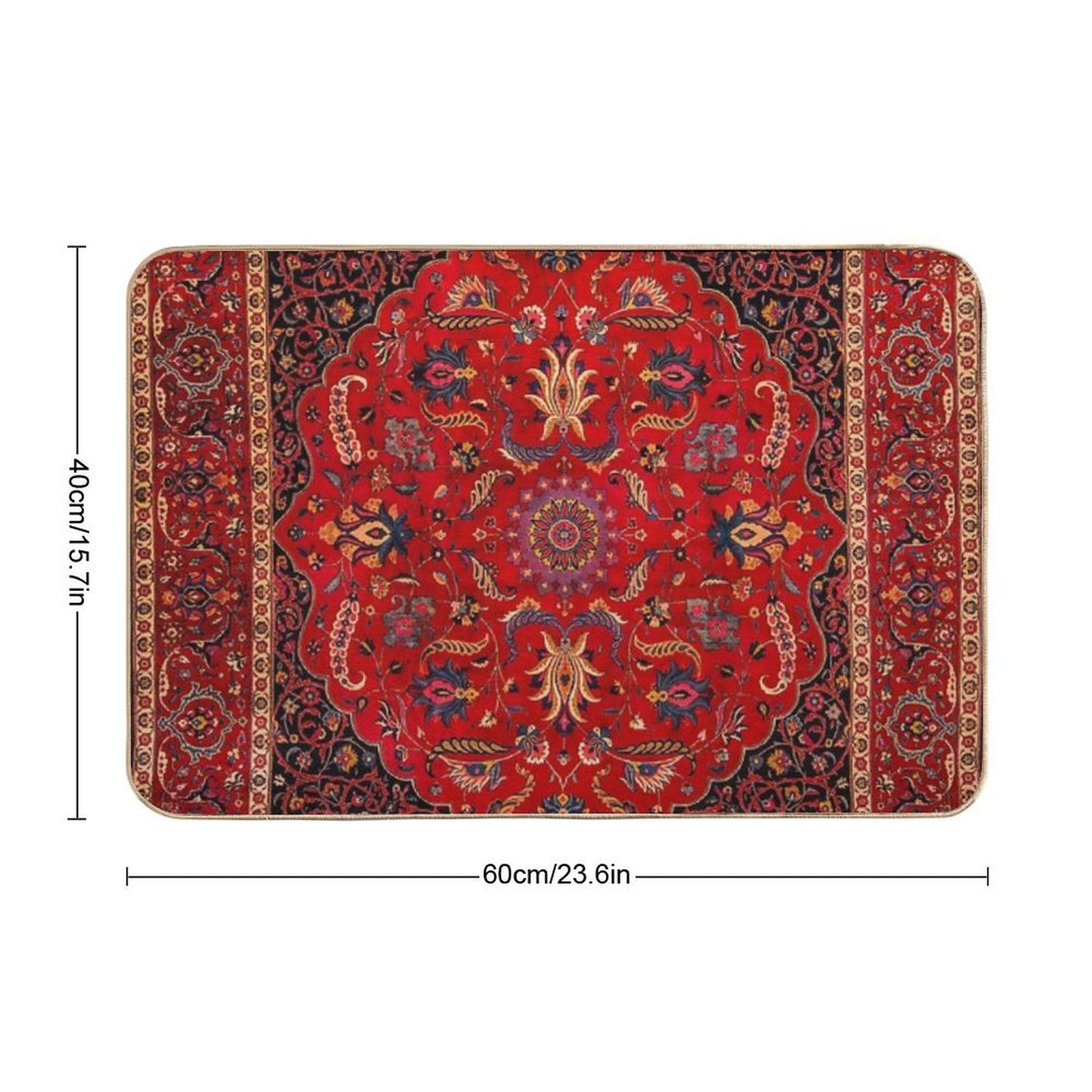Red Persian Rug Bath Mat