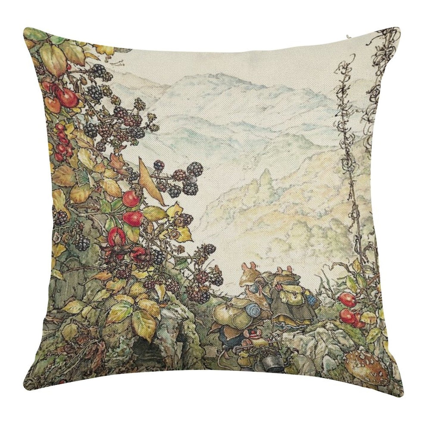 Walk to The High Hills Linen Throw Pillow Cover
