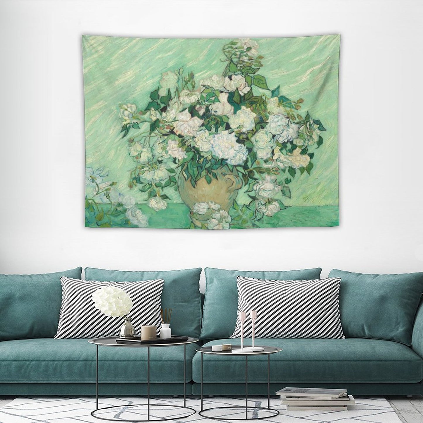 Van Gogh’s Vase with Pink Roses Tapestry