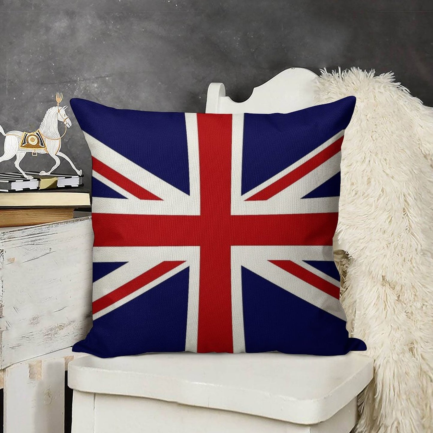 Union Jack Flag of The UK Linen Throw Pillow Cover