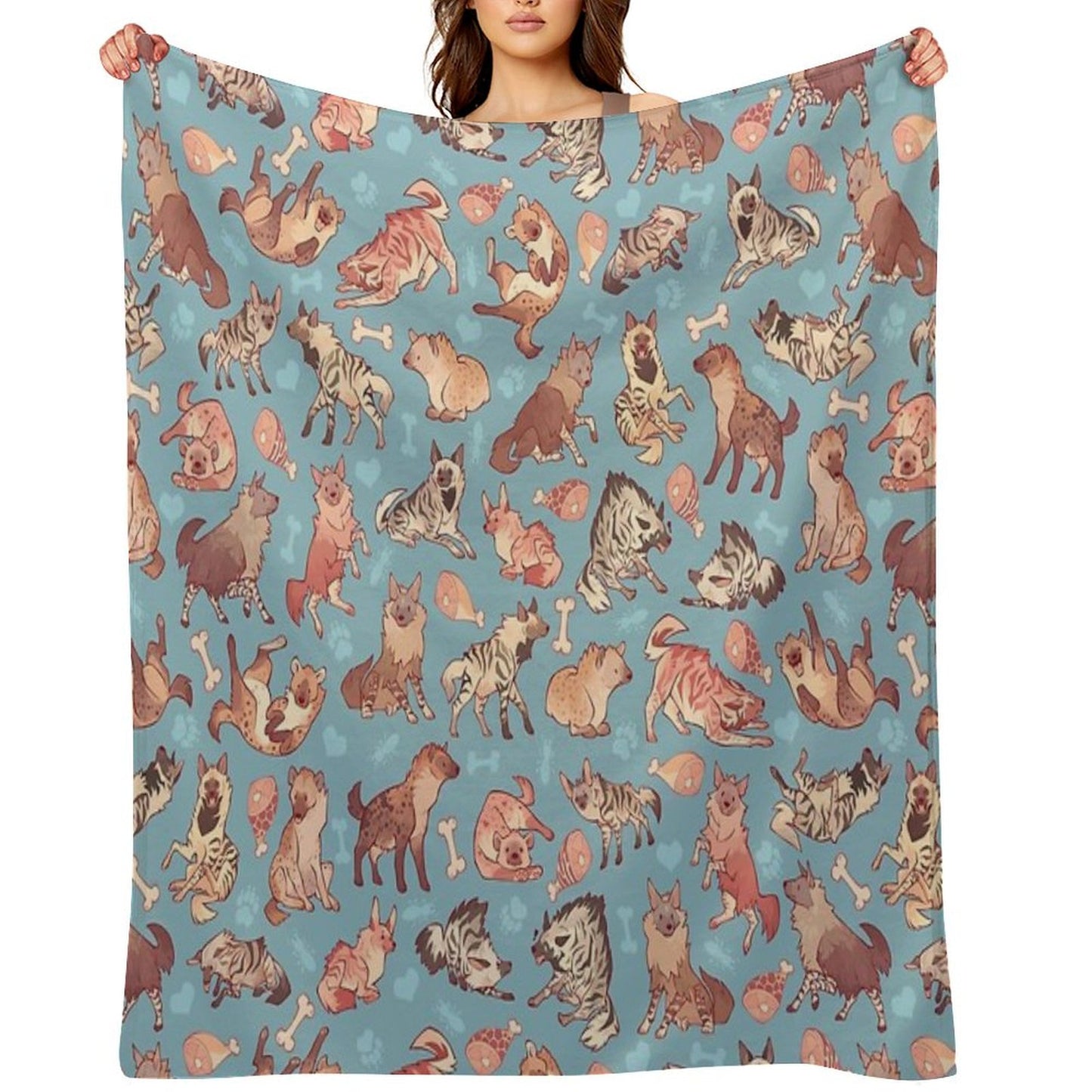 Hyenas in Cerulean Throw Blanket