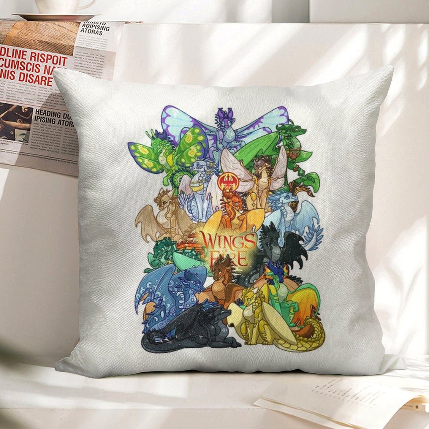 Wings of Fire Linen Throw Pillow Cover