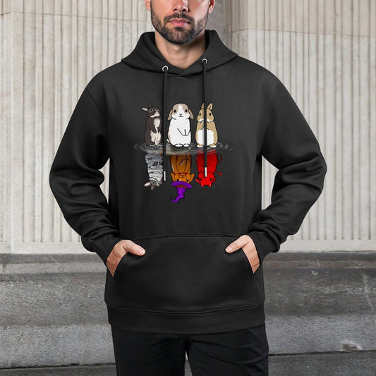 Rabbit Halloween Reflect Rabbit Halloween Mirror Bunnies Relaxed Fit Hoodie