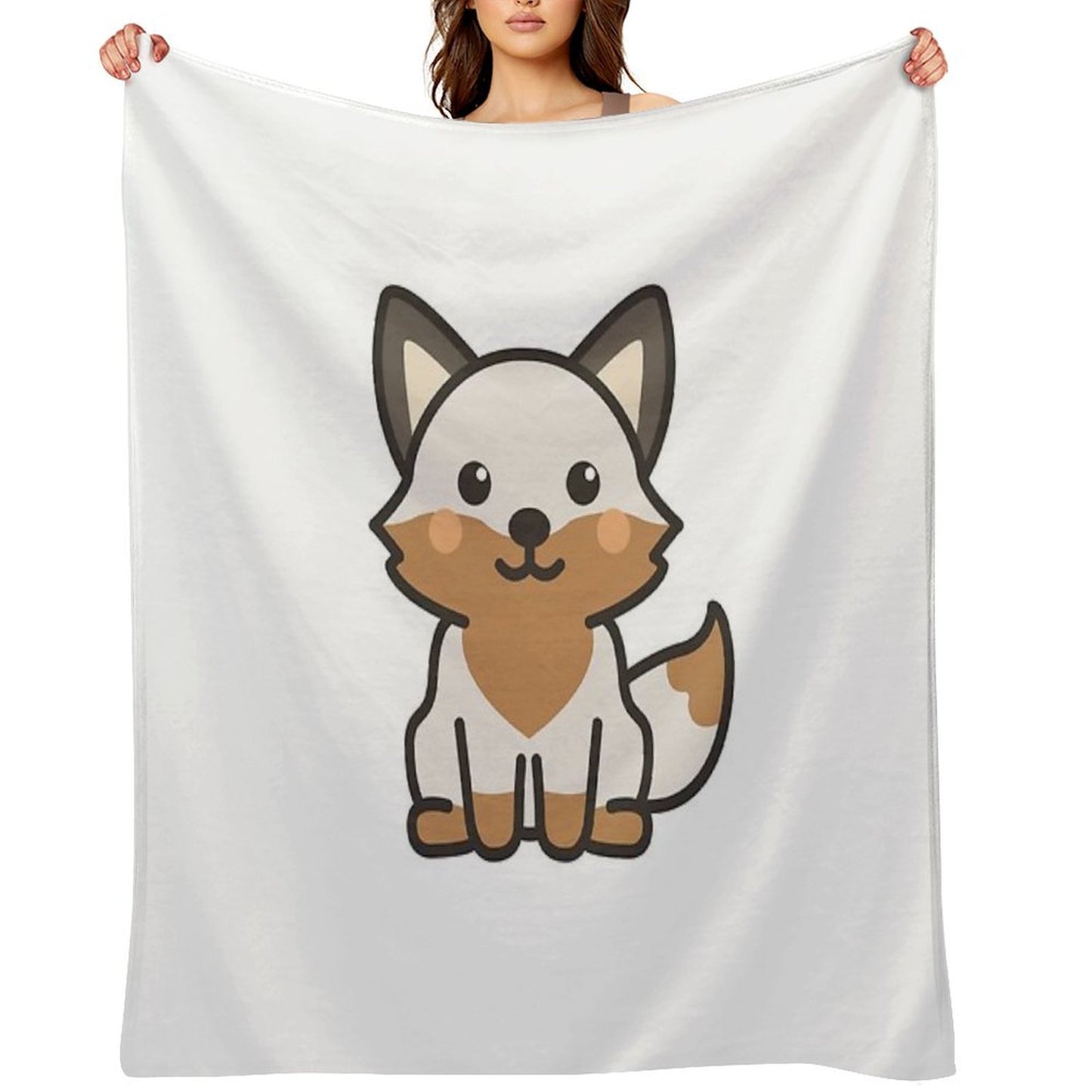 Luna The Grey Fox Throw Blanket