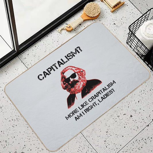 Funny Capitalism Communist T-Shirt Karl Marx Crapitalism Bath Mat