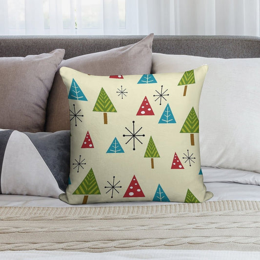 Mid Century Modern Christmas Trees Soft Reinforced Edging Throw Pillow