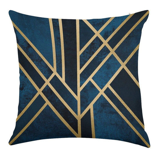 Art Deco Midnight Linen Throw Pillow Cover