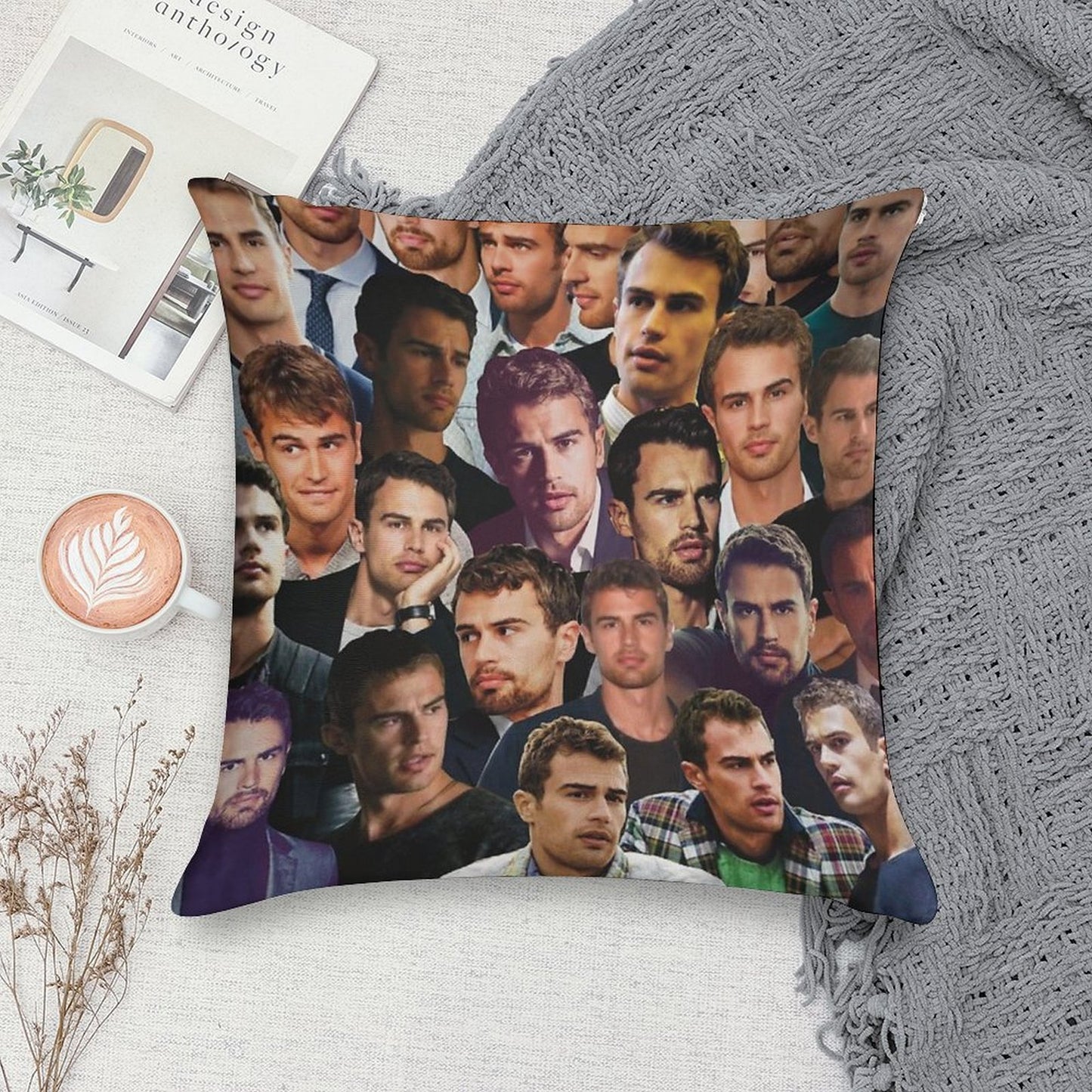Theo James Photo Collage Soft Ultra-Soft Texture Throw Pillow