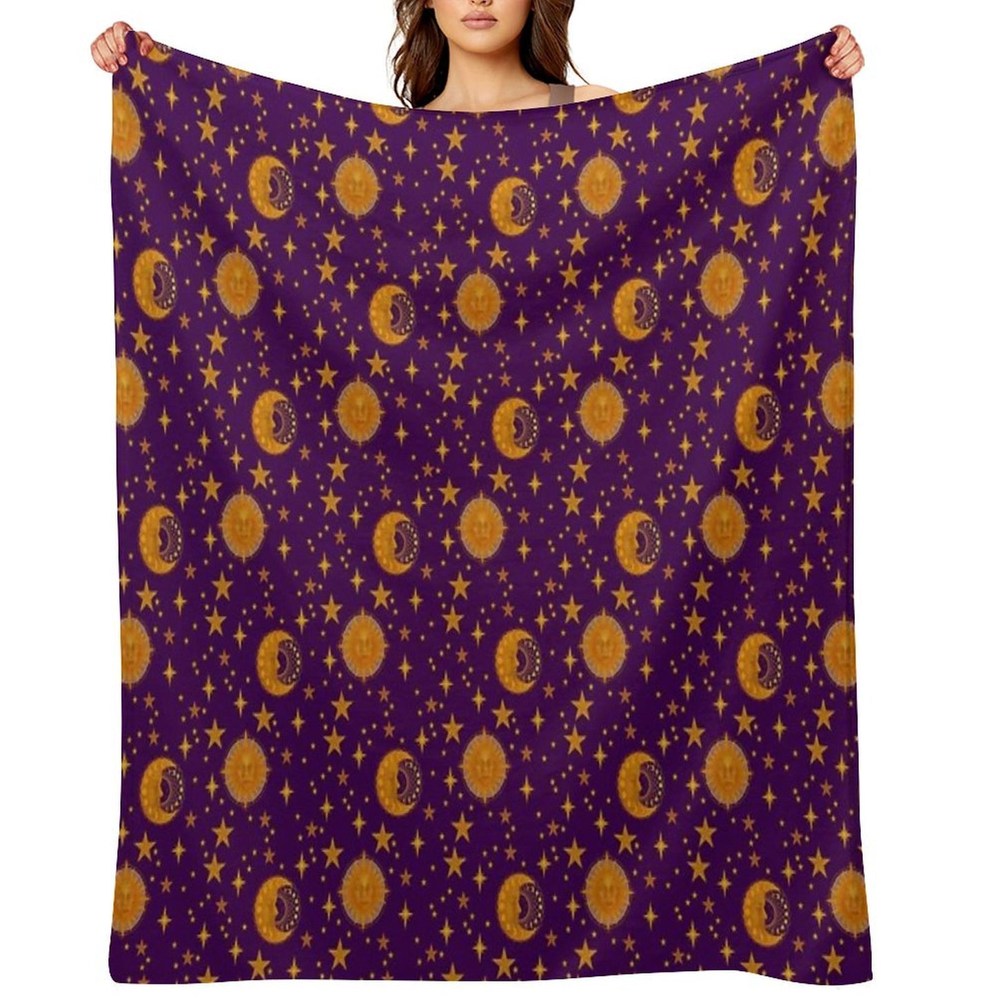 Bohemian 90's Sun And Moon Celestial Pattern Throw Blanket