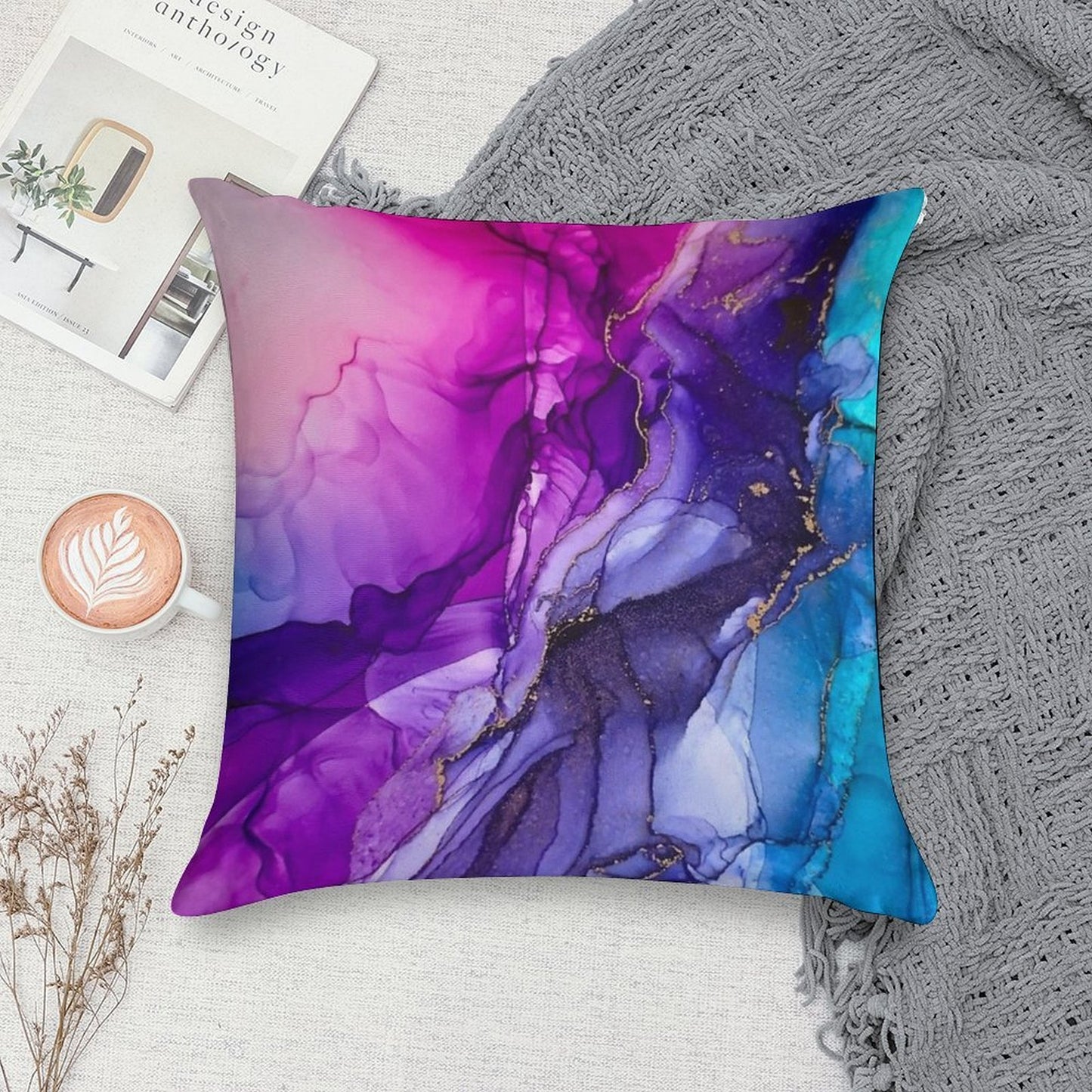 Abstract Vibrant Rainbow Ombre Soft Home Decor Throw Pillow