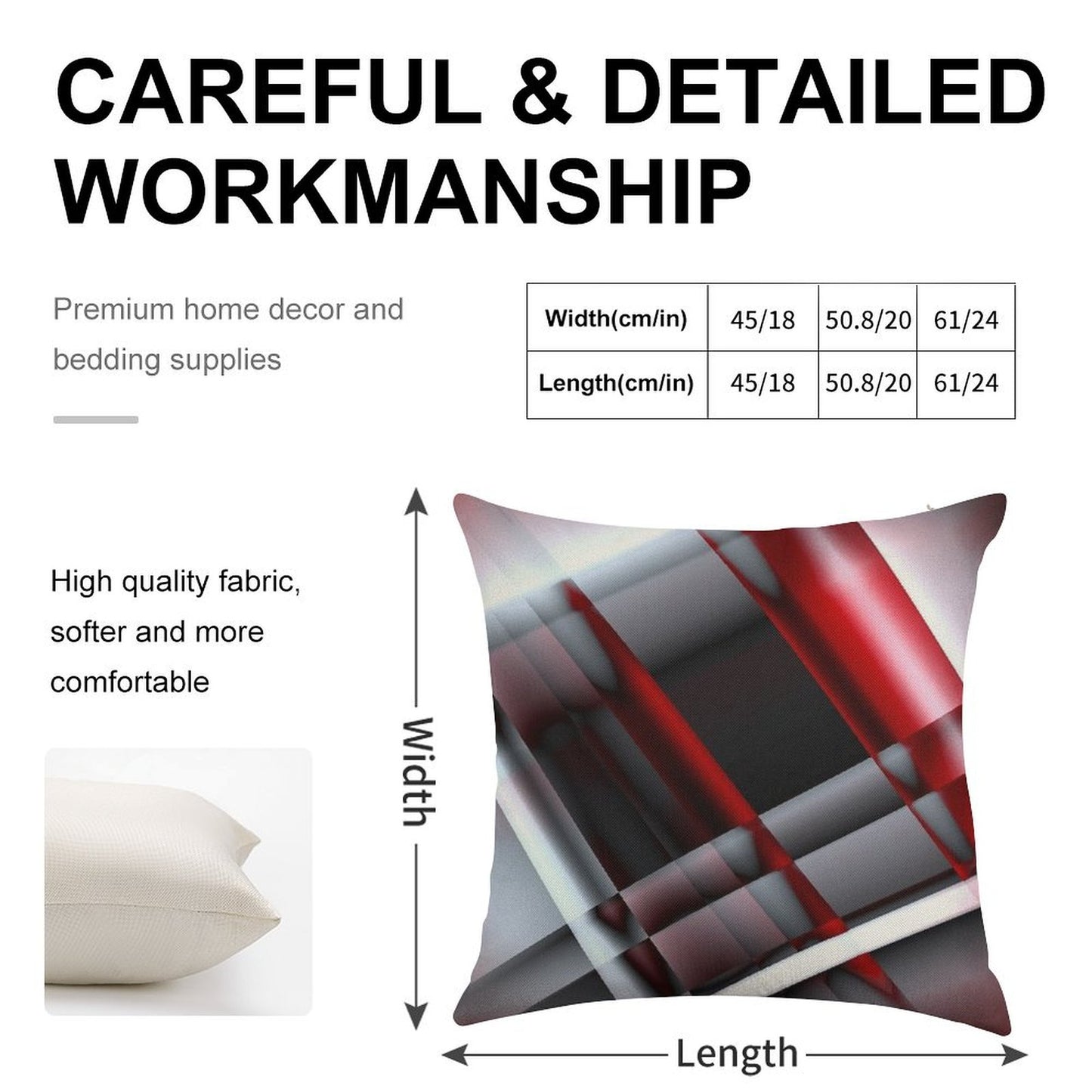 Decorative Red And White Linen Throw Pillow Cover