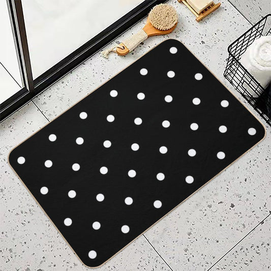 Polka Dots - Black And White Bath Mat