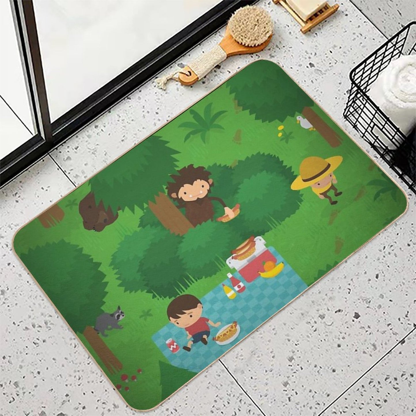 Sneaky Sasquatch Picnic Bath Mat