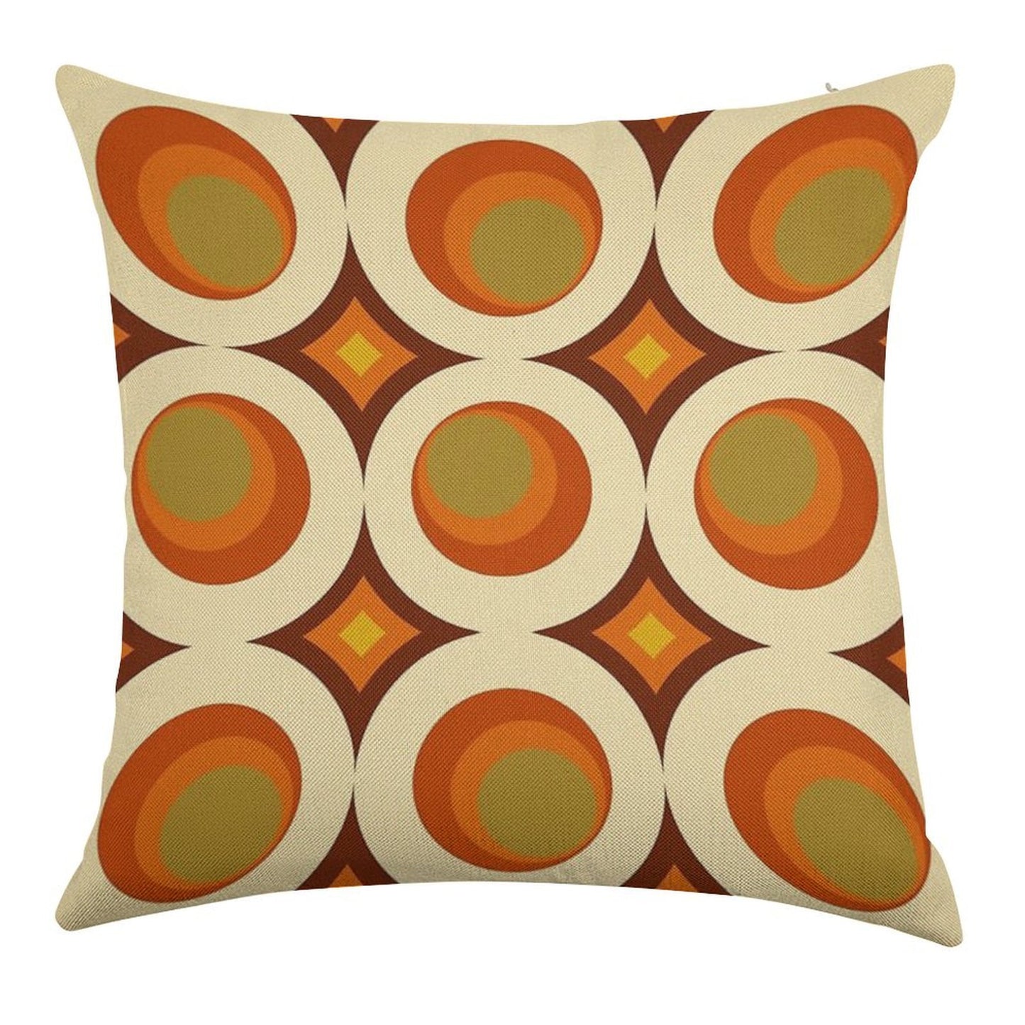 Mid-Century Modern 70s Linen Throw Pillow Cover