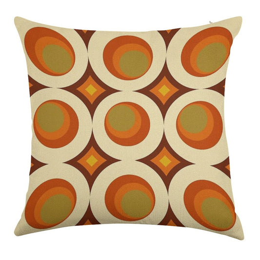 Mid-Century Modern 70s Linen Throw Pillow Cover