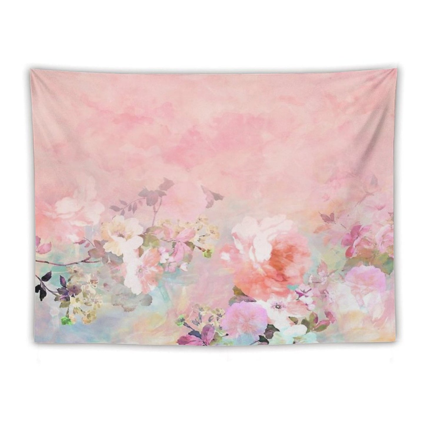 Pastel Blush Watercolor Ombre Floral Watercolor Tapestry