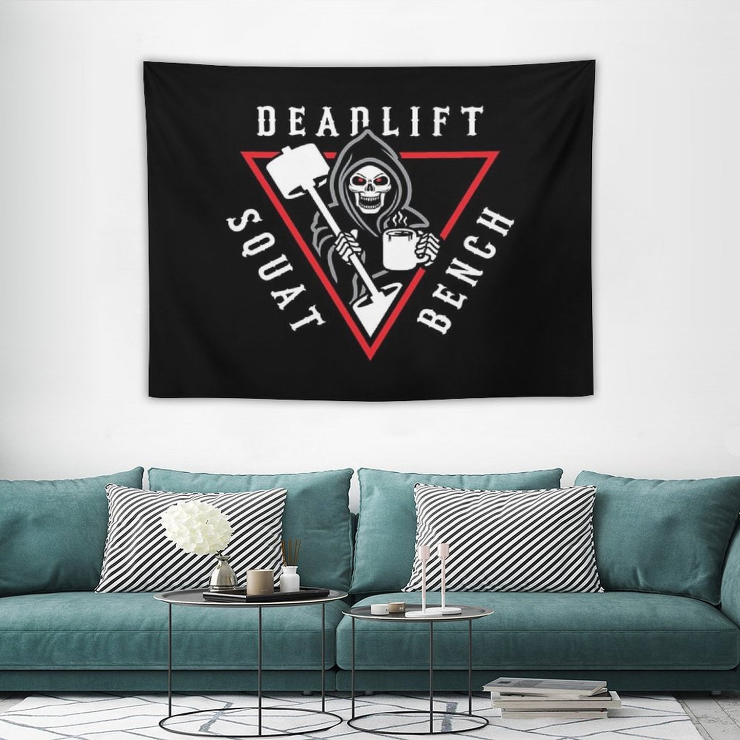 Squat Bench Deadlift Grim Reaper Tapestry