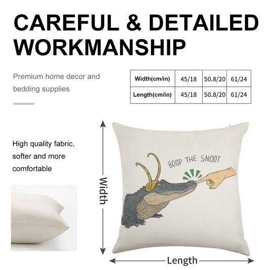 Alligator Loki Boop The Snoot Linen Throw Pillow Cover