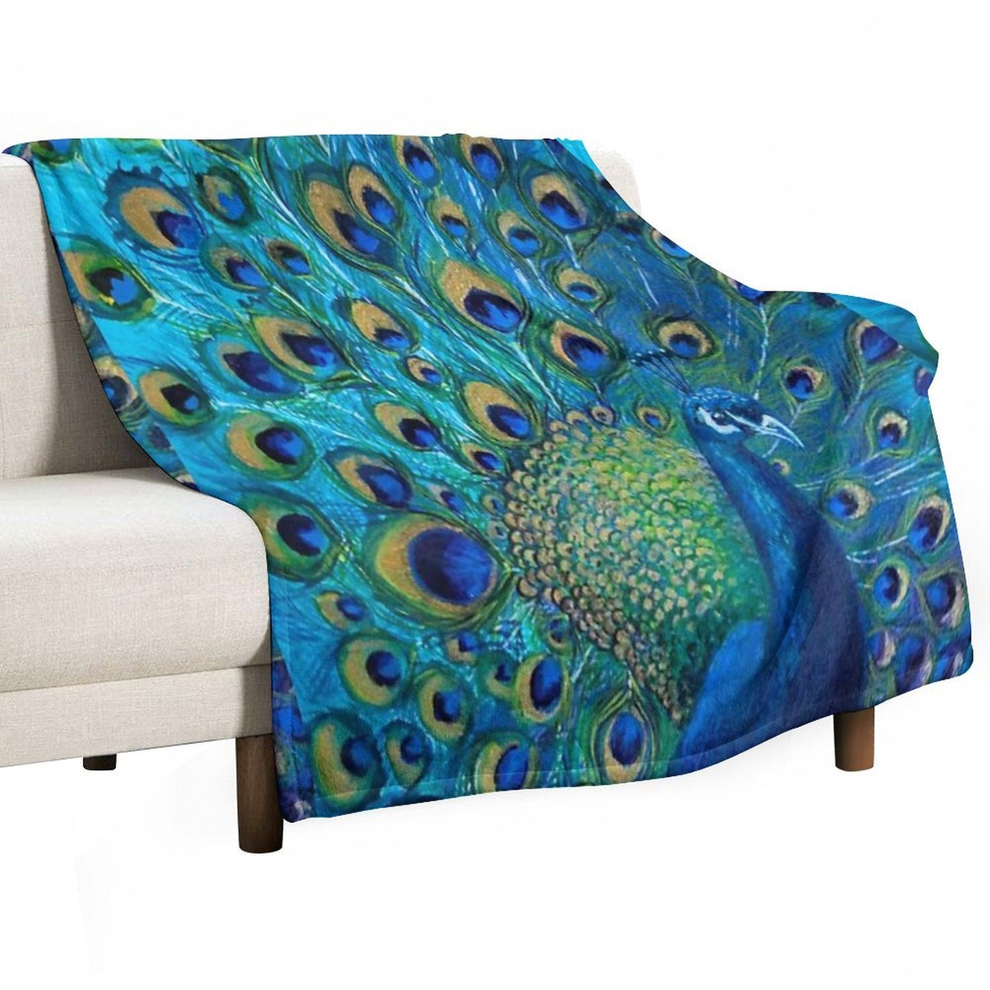 Beautiful Painted Peacock in Its Full Glory Throw Blanket