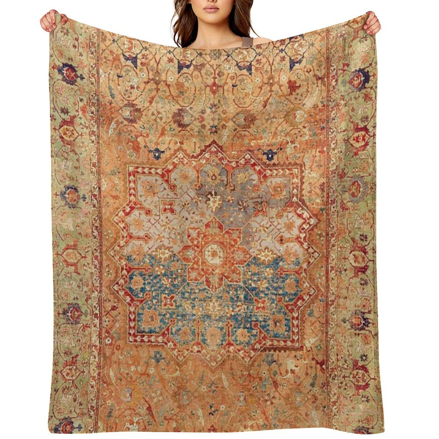 16th Century Persian Carpet Print Throw Blanket