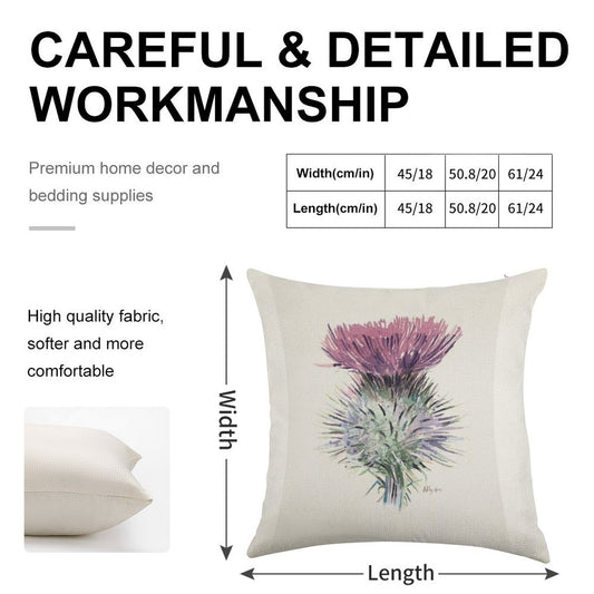 Scottish Thistle Linen Throw Pillow Cover