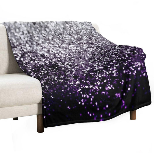 Dark Night Purple Black Silver Glam #1 (Photo of Glitter Only - Not Reflective) Throw Blanket