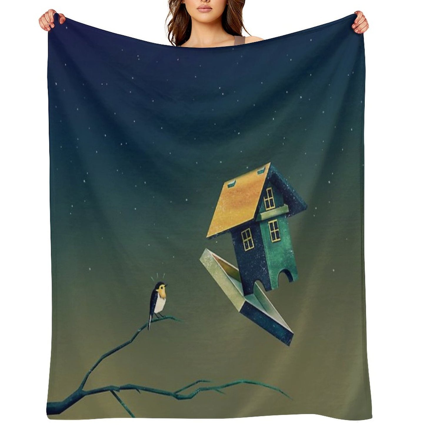 Flying Bird...house Throw Blanket