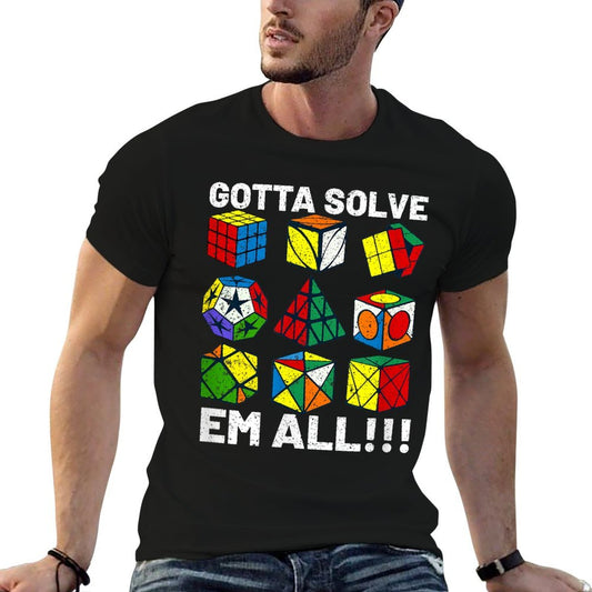 Competitive Puzzle Cube Gotta Solve Em All Speed Cubing  Cotton T-Shirt