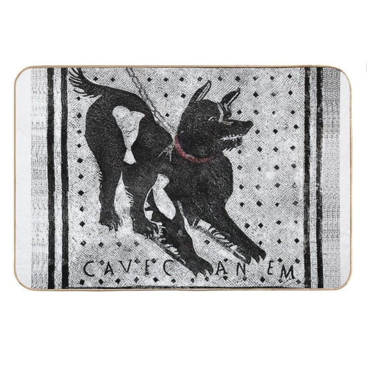 Cave Canem - Beware of Dog - Pompeii Latin Mosaic Bath Mat