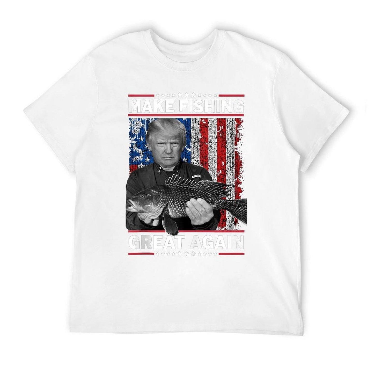 President Trump USA Fishing -Make Fishing Great Again Oversized Silhouette T-Shirt