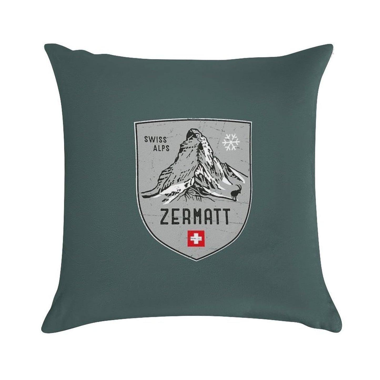 Zermatt Mountain Switzerland Emblem Soft Shrink-Resistant Throw Pillow