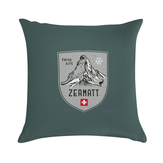 Zermatt Mountain Switzerland Emblem Soft Shrink-Resistant Throw Pillow