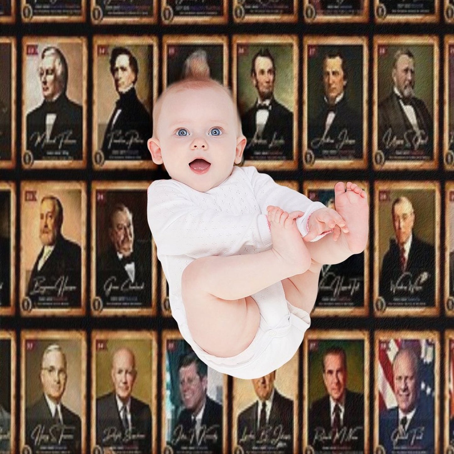Presidents of The United States of America Horizontal in Full Color Throw Blanket