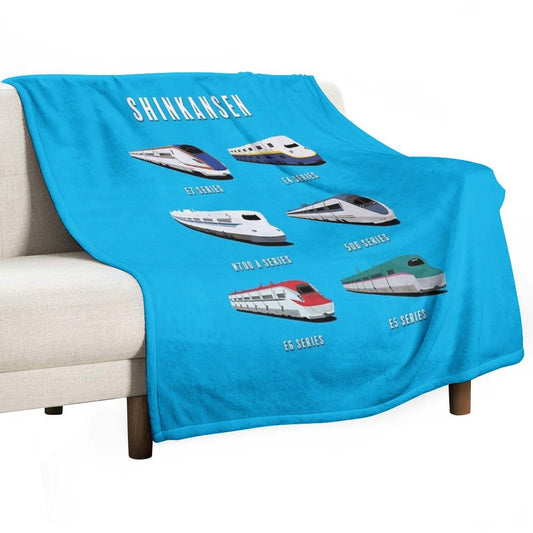 Japanese Shinkansen Bullet Trains Throw Blanket