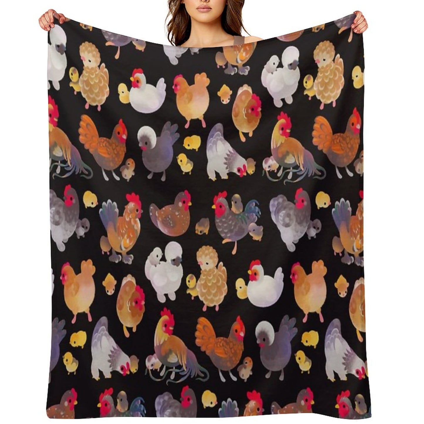 Chicken And Chick - Dark Throw Blanket