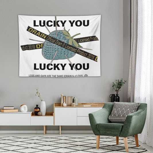 Bladee Drain Gang Lucky You Strawberry Logo Tapestry