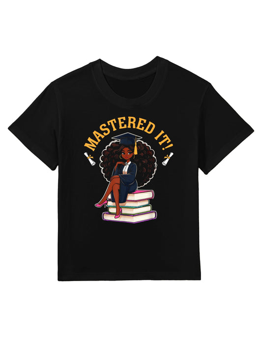 Mastered It Black Girl Master Degree Graduation Kids T-Shirt