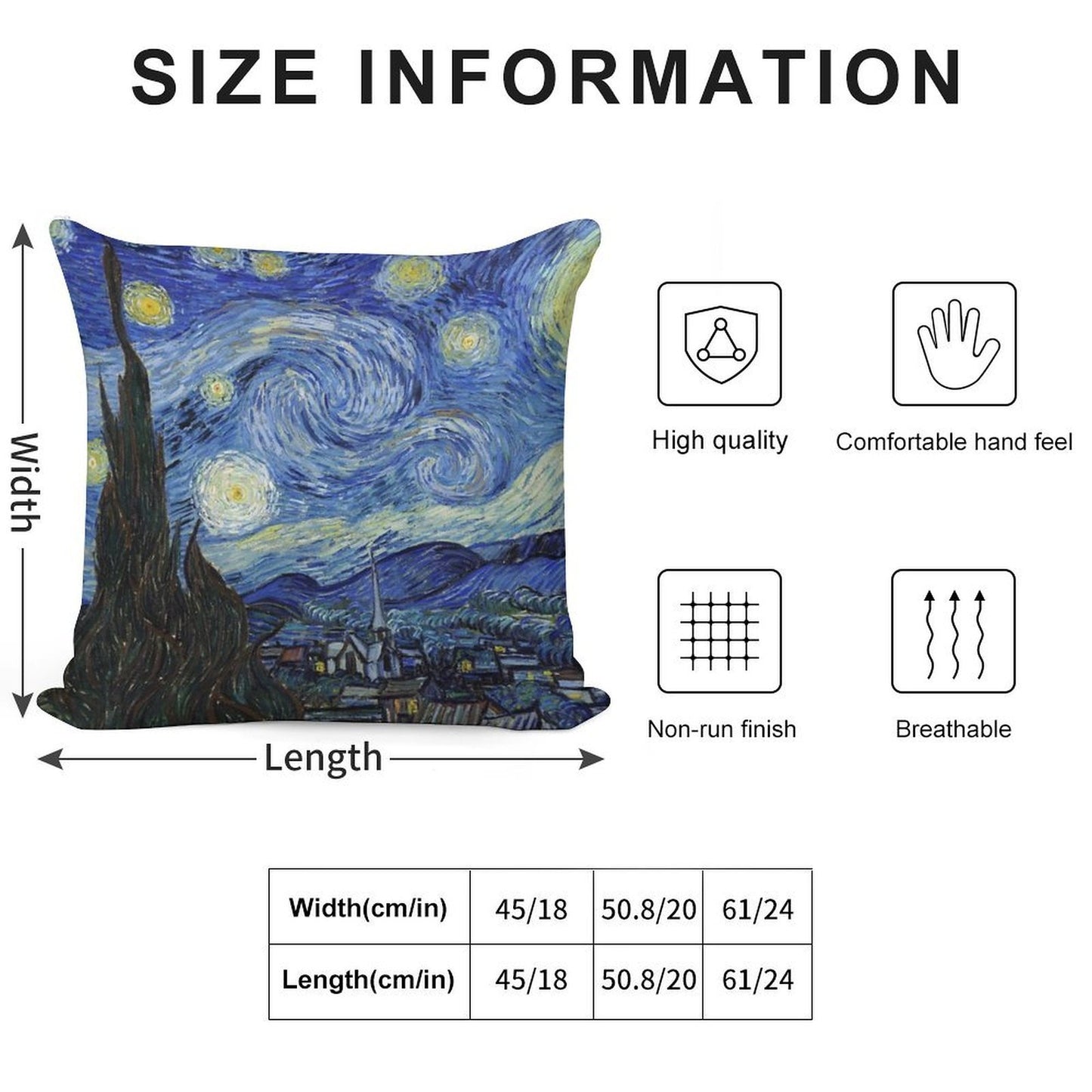 Starry Night - Vincent Van Gogh Soft Luxury Feel Throw Pillow