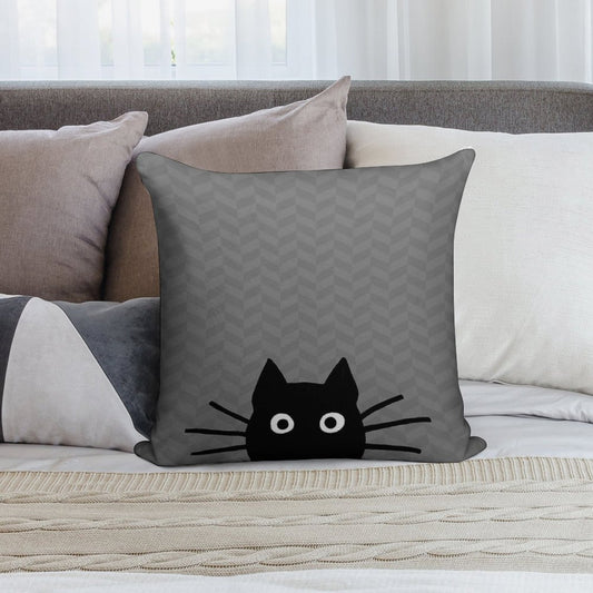 Black Cat Face Soft Gift Ready Throw Pillow