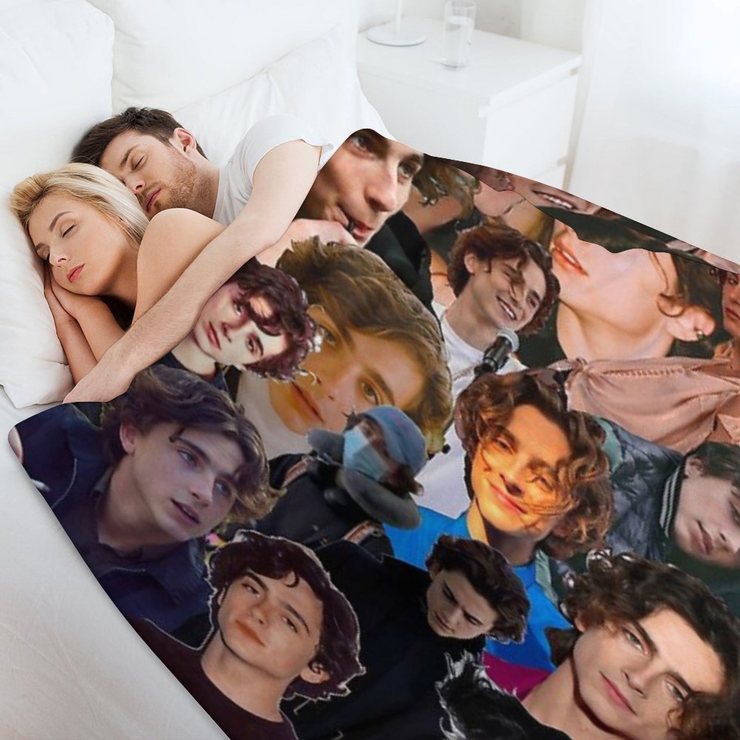 Timothée Chalamet Photo Collage Throw Blanket