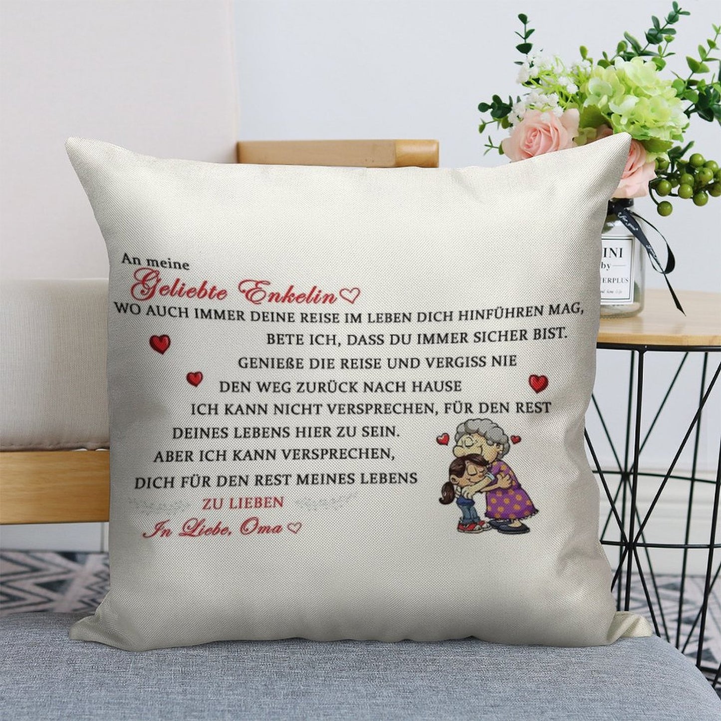 Gift for The Beloved Granddaughter Linen Throw Pillow Cover