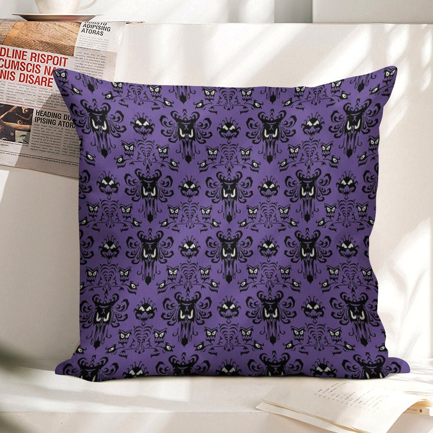 Haunted Mansion Linen Throw Pillow Cover