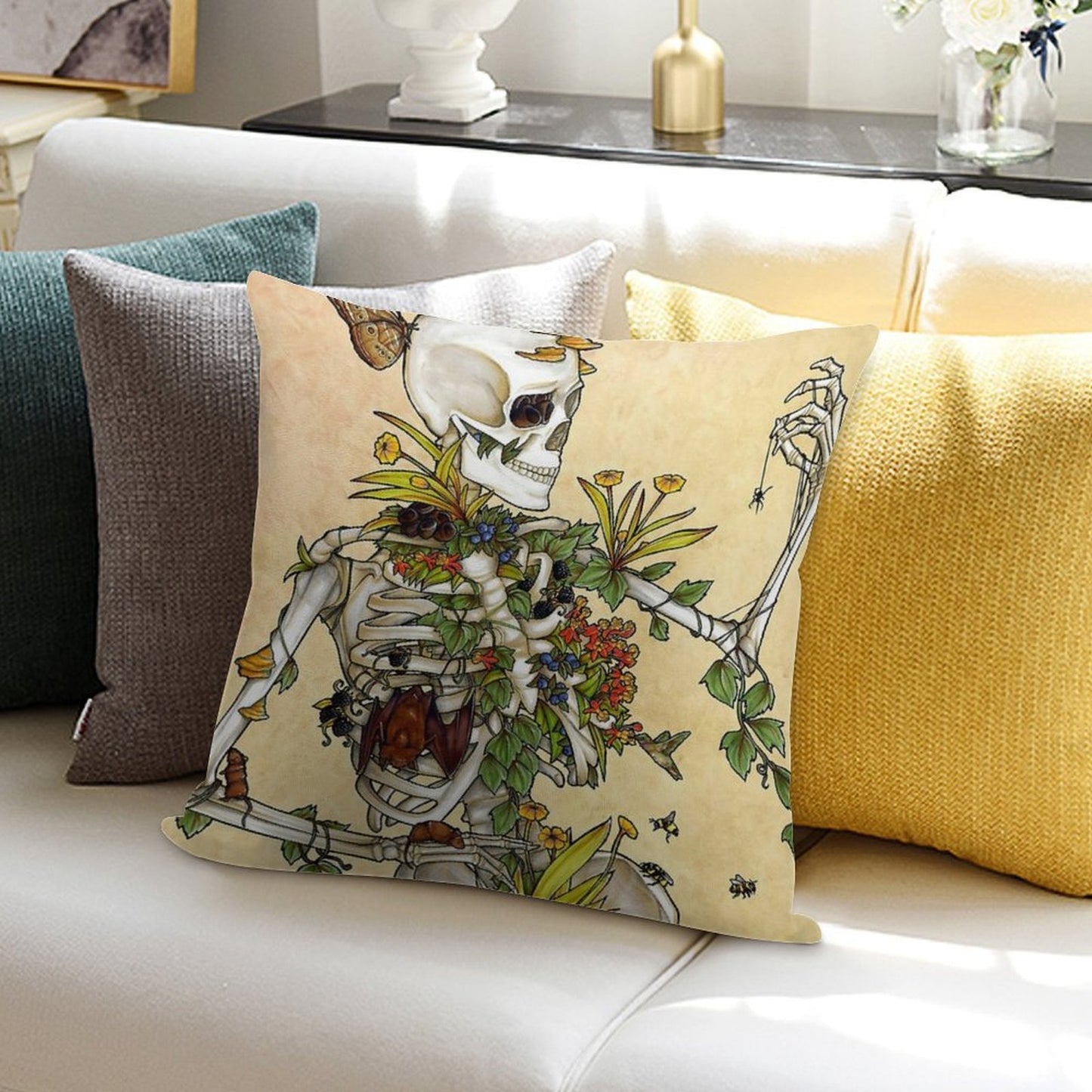 Bones And Botany Soft Shrink-Resistant Throw Pillow